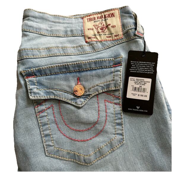 TRUE RELIGION JOEY MID RISE BIG T FLARE JEAN SIZE 36 - Picture 2 of 5